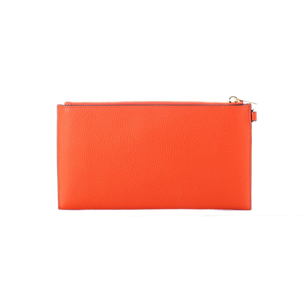 Orangefarbene Leder-Clutch