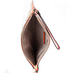 Orangefarbene Leder-Clutch