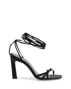 Schwarze Satin-Riemchensandalen