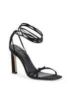 Schwarze Satin-Riemchensandalen