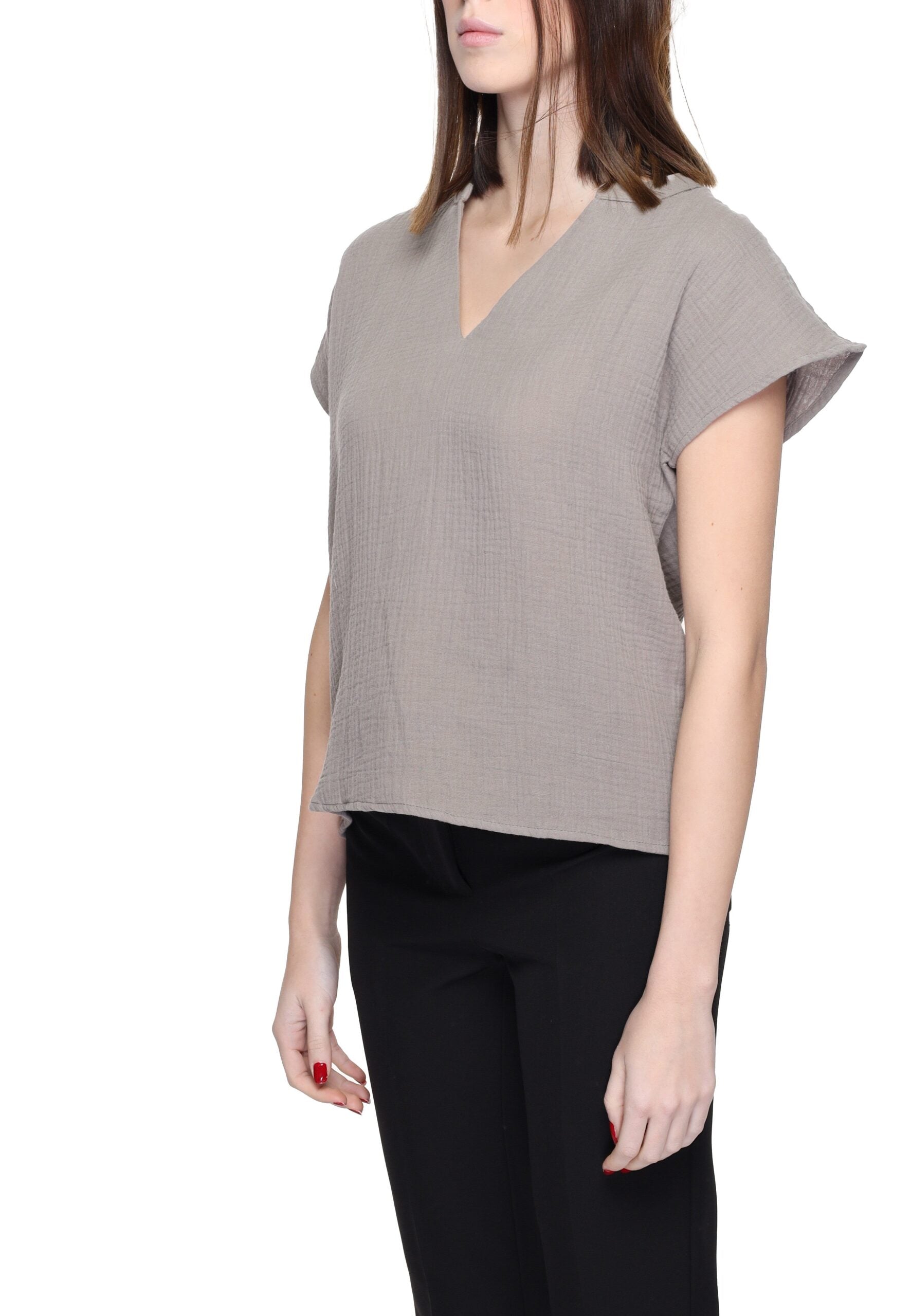 Beige Baumwollbluse