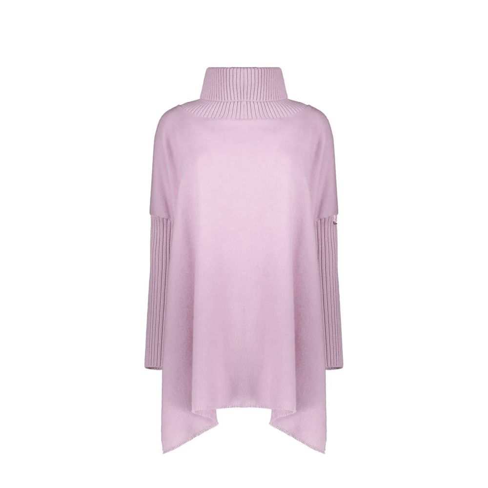 Lila Poncho aus Schurwolle