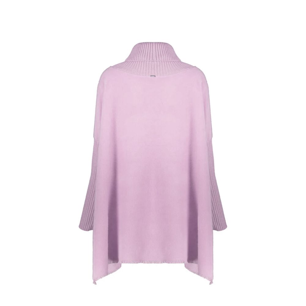 Lila Poncho aus Schurwolle