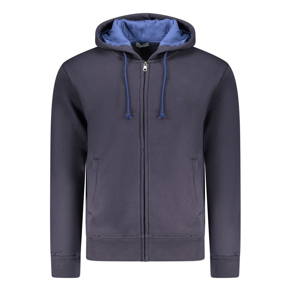Blauer Kapuzenpullover für Herren aus Baumwolle