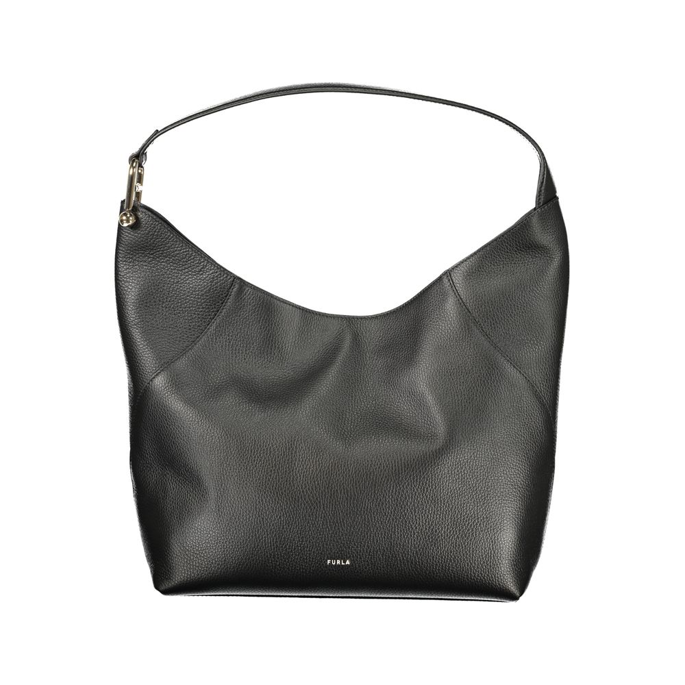 Schwarze Damen-Schultertasche aus Leder
