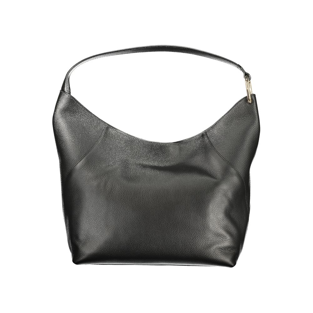 Schwarze Damen-Schultertasche aus Leder