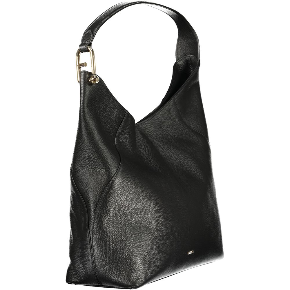 Schwarze Damen-Schultertasche aus Leder