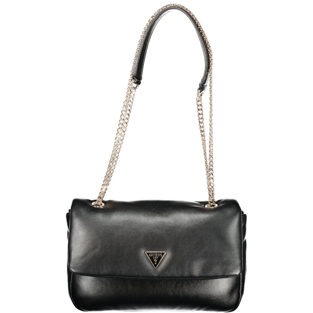 Schwarze Damenhandtasche aus Polyurethan