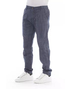 Blaue Chino-Hose aus Baumwolle