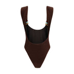 Brown Polyamide One-Piece Swimsuit