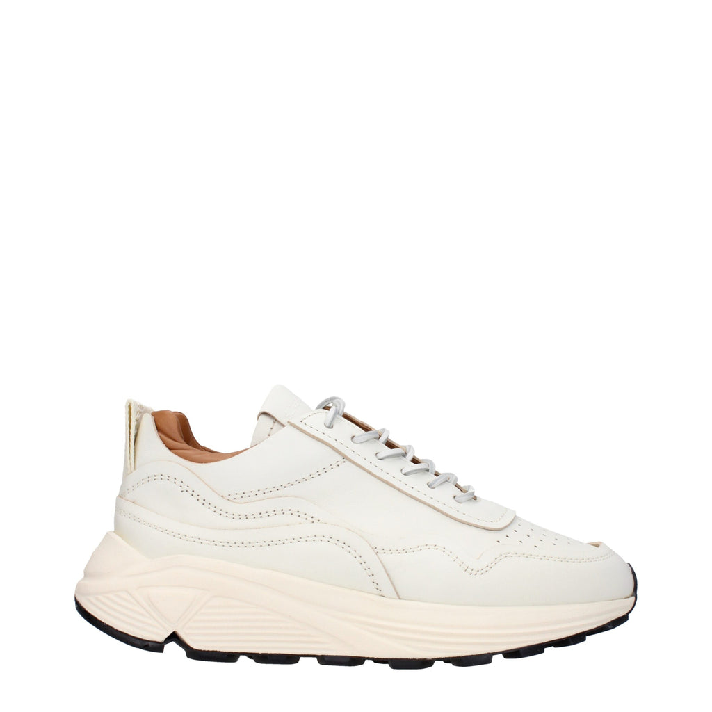 Weiße Low-Top-Sneaker aus Leder