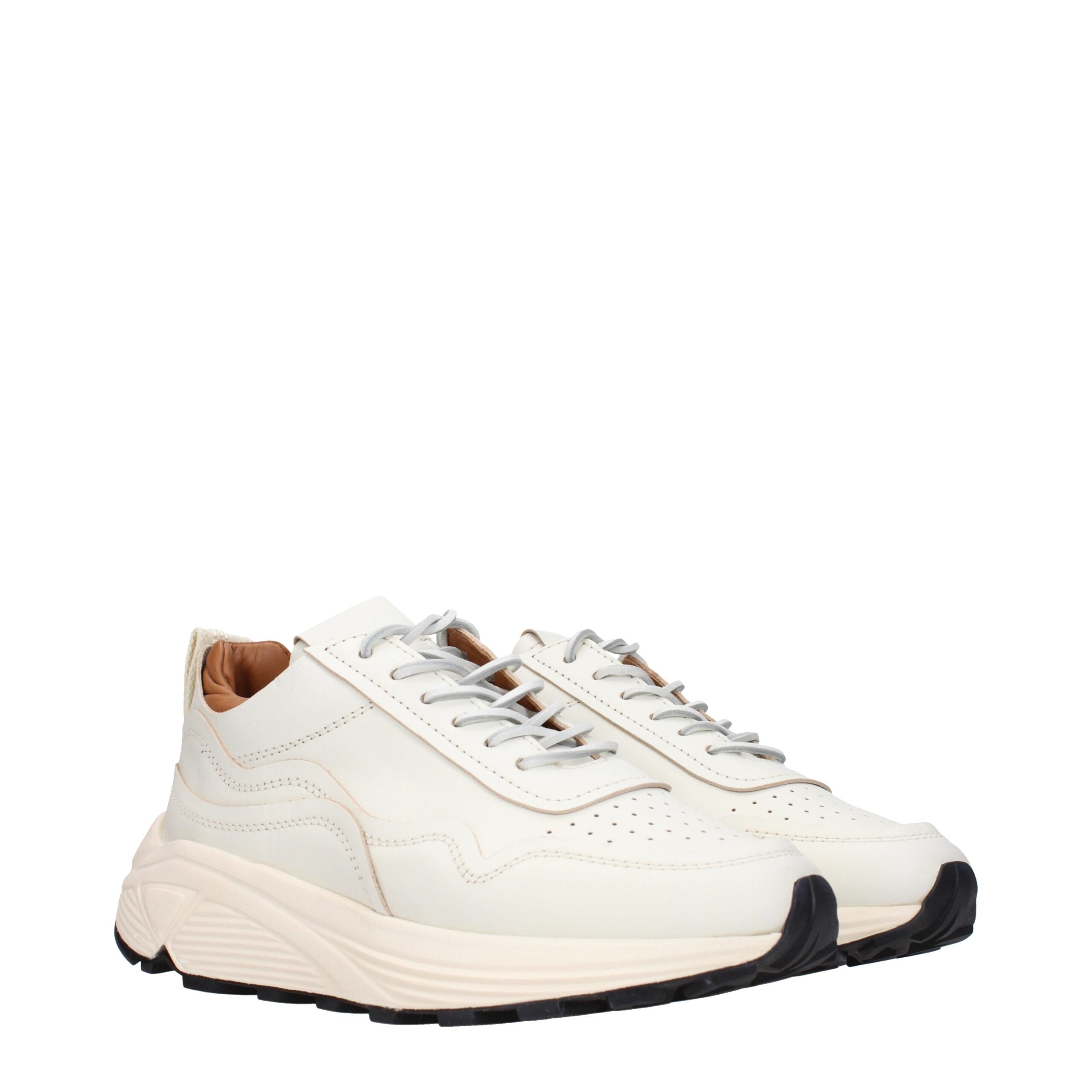 Weiße Low-Top-Sneaker aus Leder