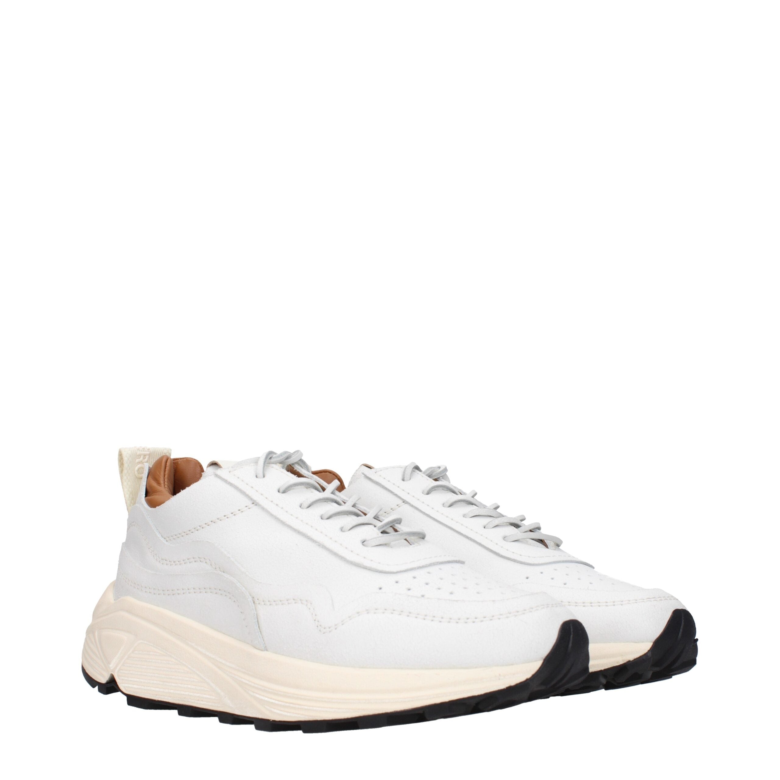 Weiße klobige Leder-Sneaker