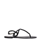 Schwarze Leder-Flip-Flop-Sandalen