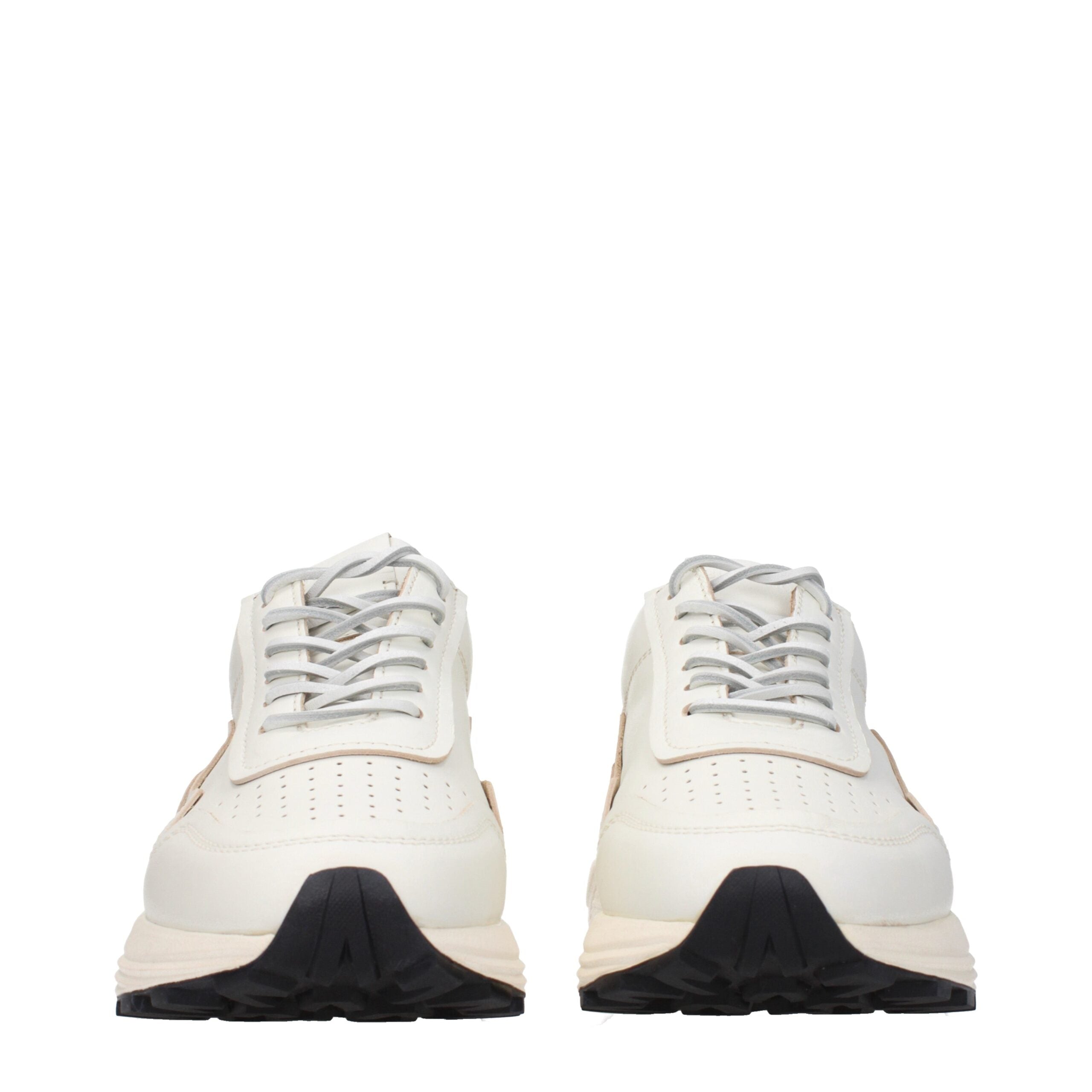 Weiße Low-Top-Sneaker aus Leder