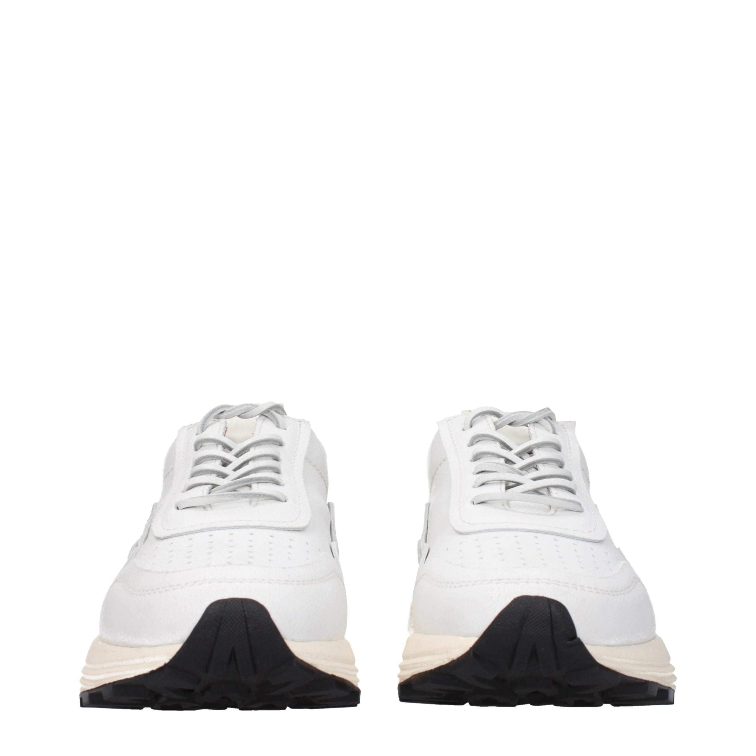Weiße klobige Leder-Sneaker
