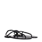 Schwarze Leder-Flip-Flop-Sandalen