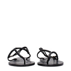 Schwarze Leder-Flip-Flop-Sandalen