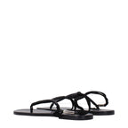 Schwarze Leder-Flip-Flop-Sandalen