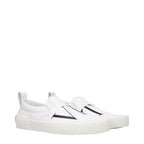 White Fabric Slip-On Loafers