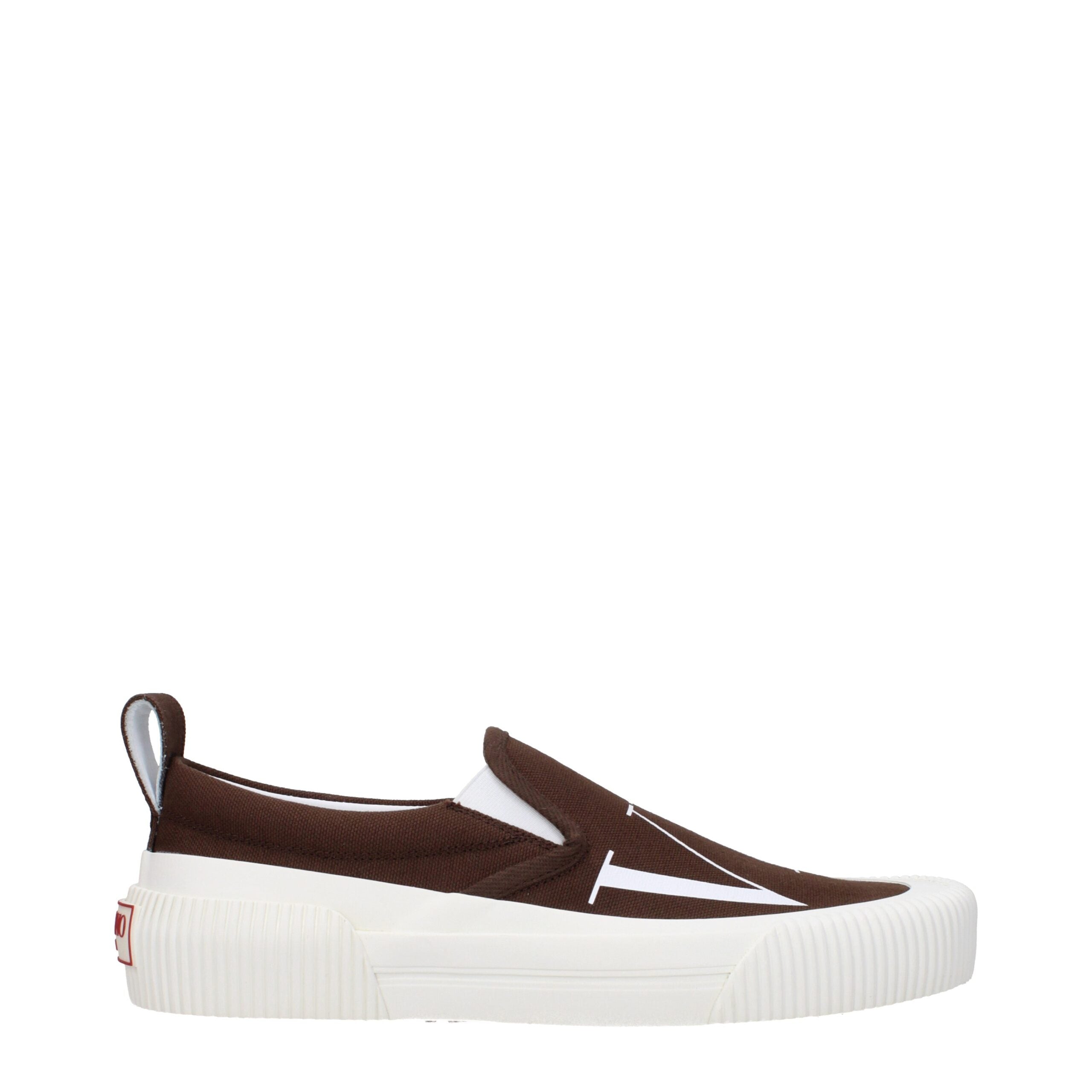 Mocassini marroni in tessuto slip-on