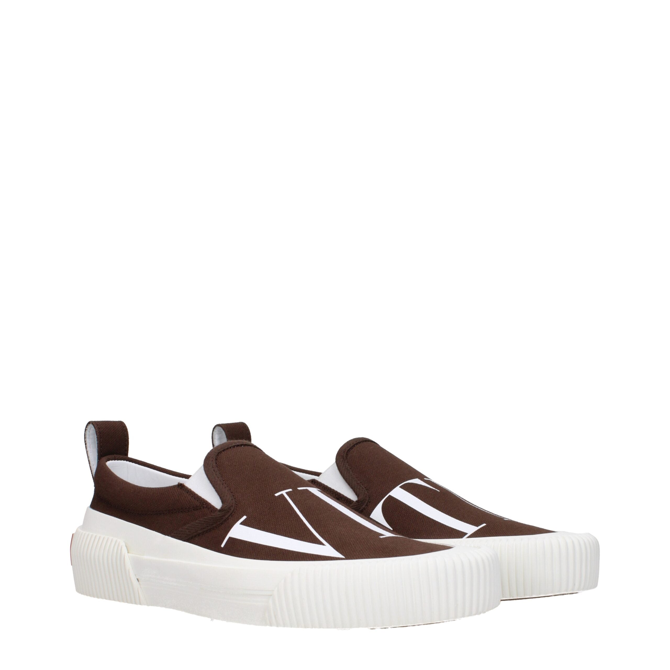 Mocassini marroni in tessuto slip-on
