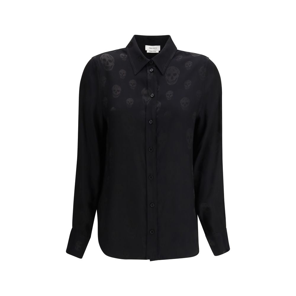 Schwarzes Viscose Hemd mit Muster