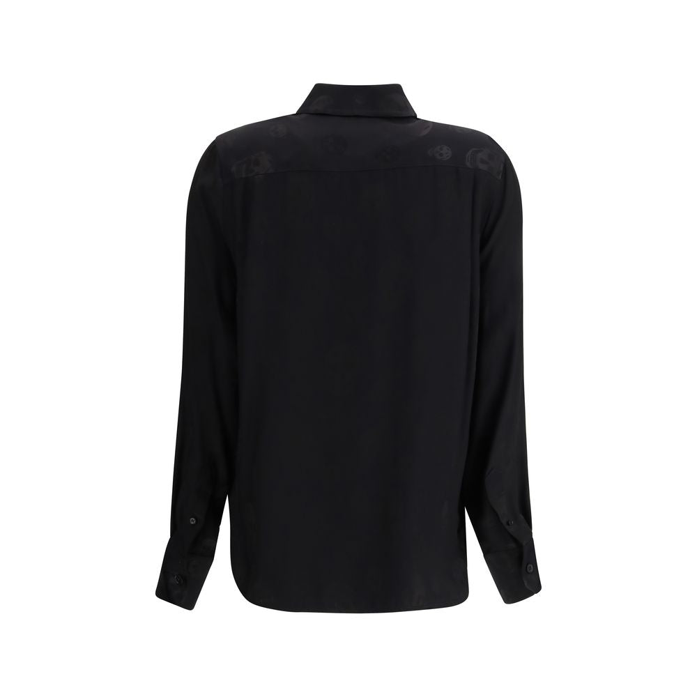 Schwarzes Viscose Hemd mit Muster