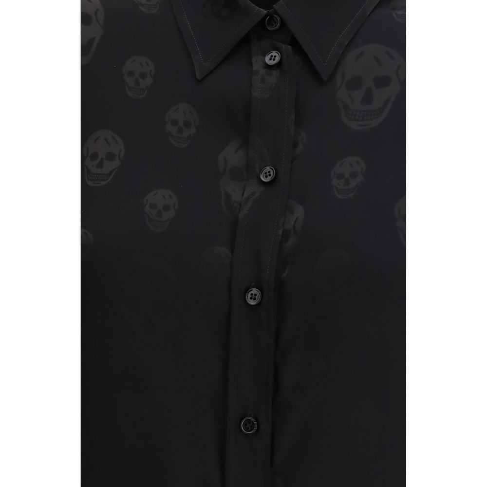 Schwarzes Viscose Hemd mit Muster