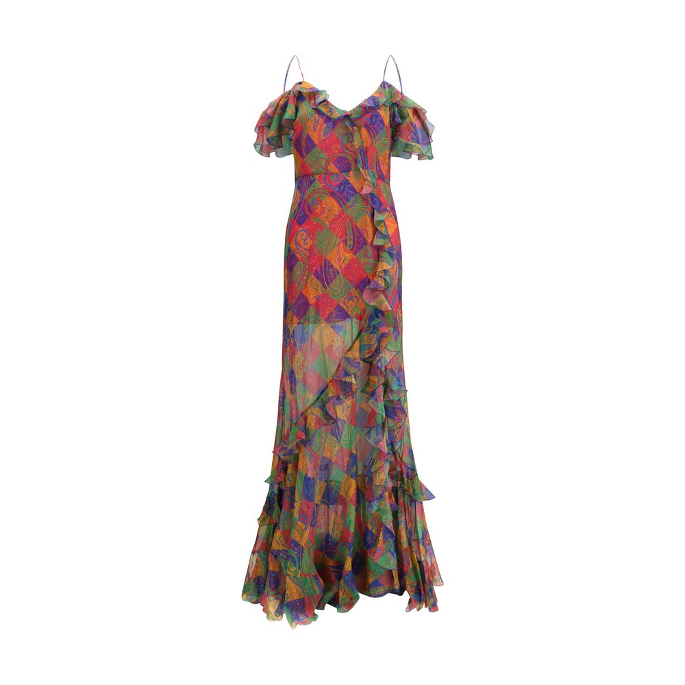 Mehrfarbiges Seidenkleid für die Freizeit