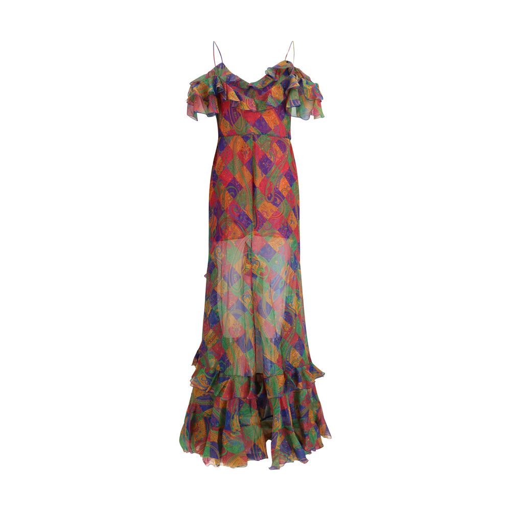 Mehrfarbiges Seidenkleid für die Freizeit