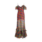 Mehrfarbiges Seidenkleid für die Freizeit