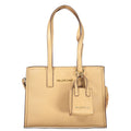 Borsa da Donna in Poliuretano Beige con Manici a Spalla