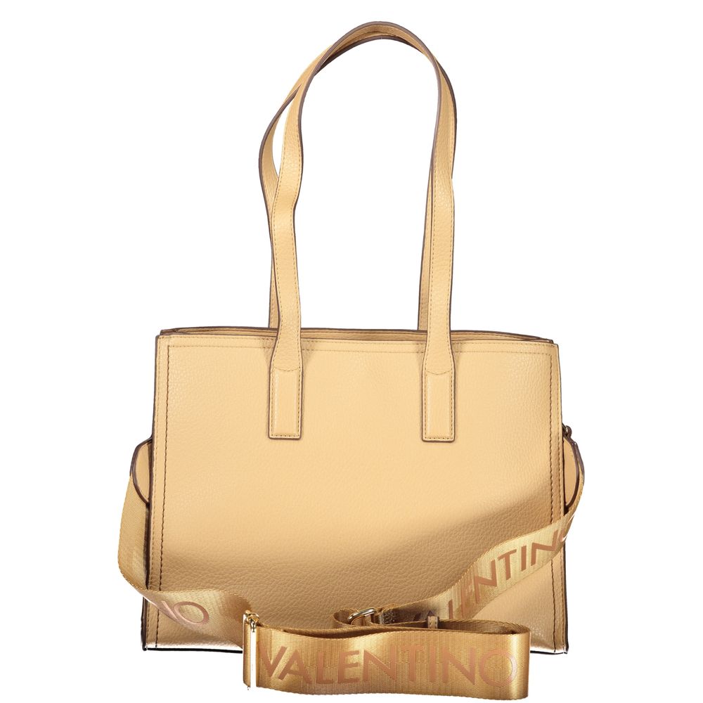 Borsa da Donna in Poliuretano Beige con Manici a Spalla