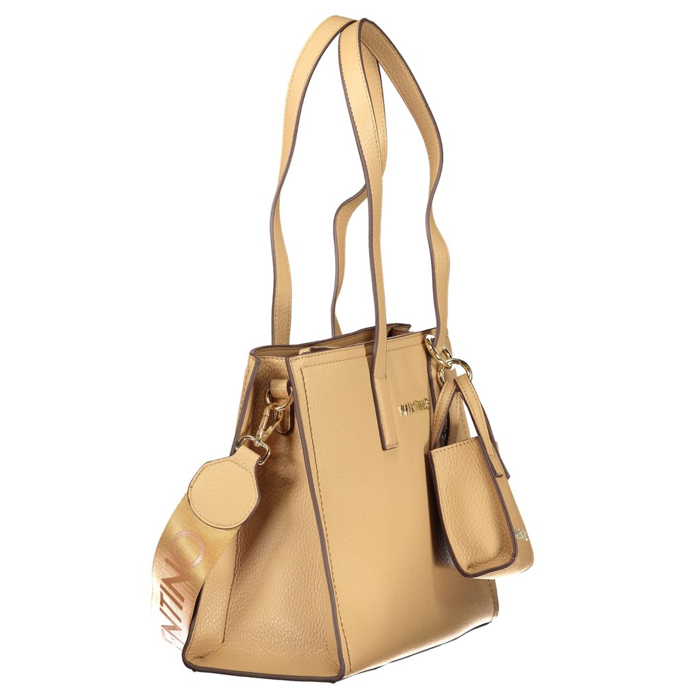 Borsa da Donna in Poliuretano Beige con Manici a Spalla