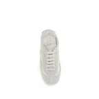 White Fabric Low Top Sneakers
