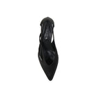 Black Silk Mid Heel Pumps