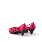 Multicolor Silk Mid Heel Pumps