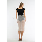 White Polyester Midi Skirt