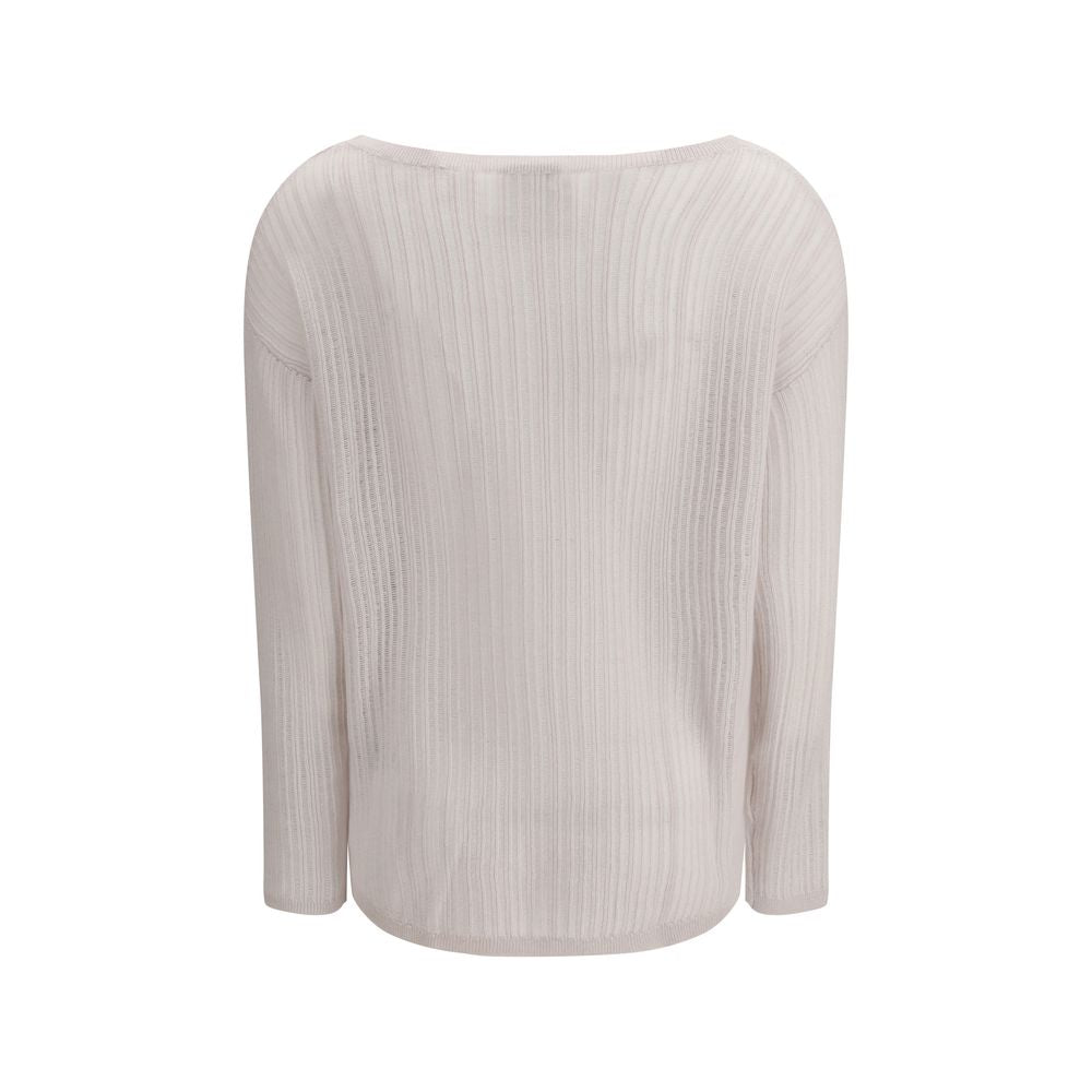 Weißer Kaschmirpullover