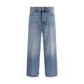 Blaue Boyfriend-Jeans aus Baumwolle