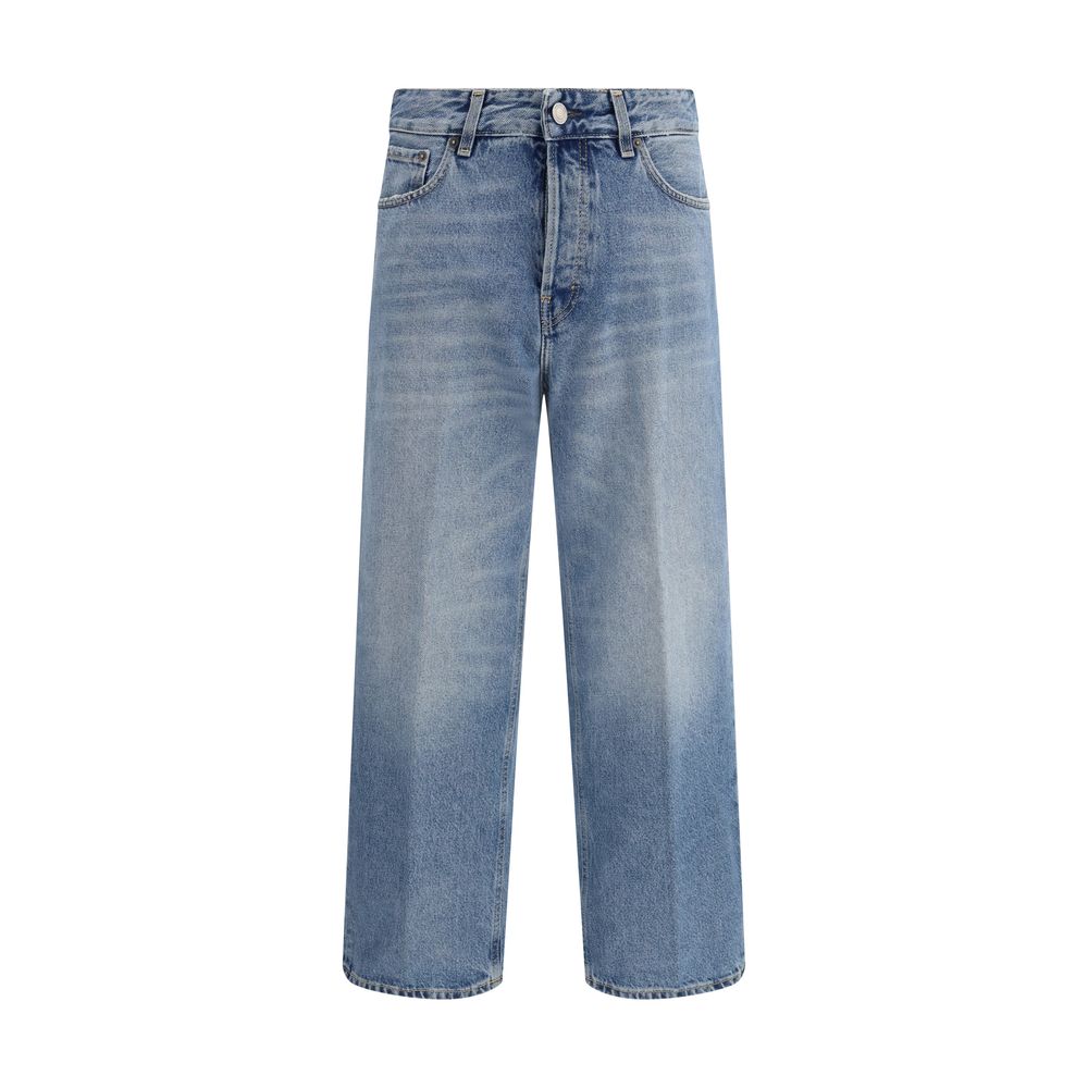 Blaue Boyfriend-Jeans aus Baumwolle