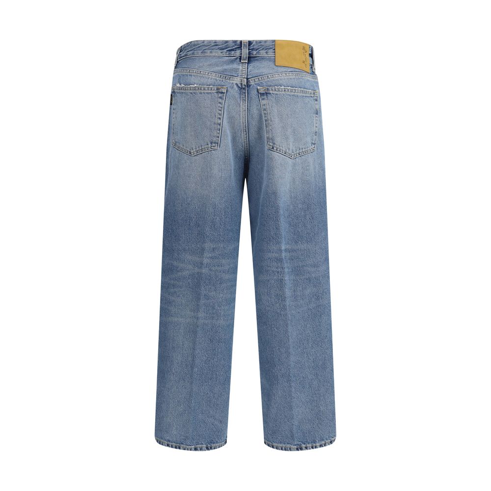 Blaue Boyfriend-Jeans aus Baumwolle