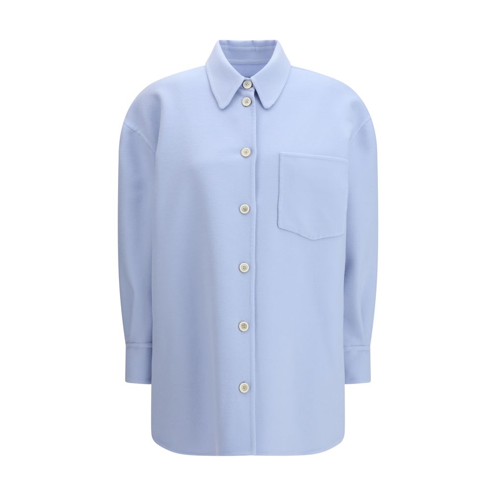Giacca in lana blu lunga fino ai piedi