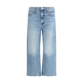 Blue Cotton Straight-Leg Jeans
