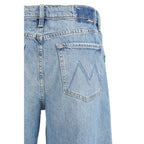 Blue Cotton Straight-Leg Jeans