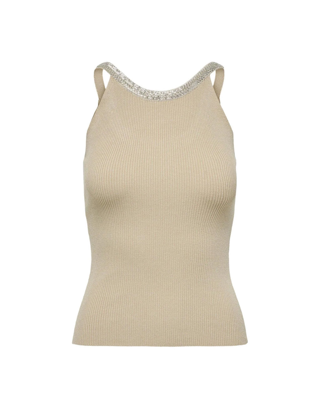 Beige Nylon Elastan Trägershirts