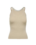 Beige Nylon Elastan Trägershirts