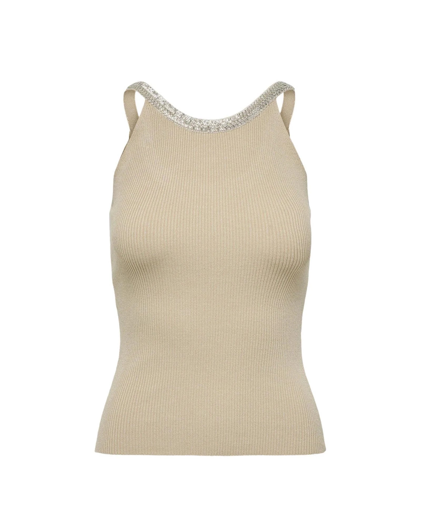 Beige Nylon Elastan Trägershirts