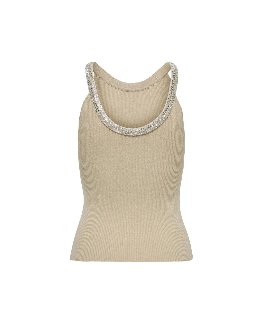 Beige Nylon Elastan Trägershirts